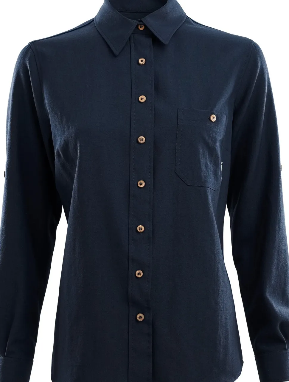 Aclima LeisureWool Woven Wool Shirt Woman Navy Blazer