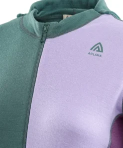 Aclima WarmWool Hoodsweater with Zip Woman North Atlantic/Purple Rose/Sunset Purple