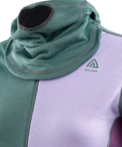 Aclima WarmWool Hoodsweater with Zip Woman North Atlantic/Purple Rose/Sunset Purple