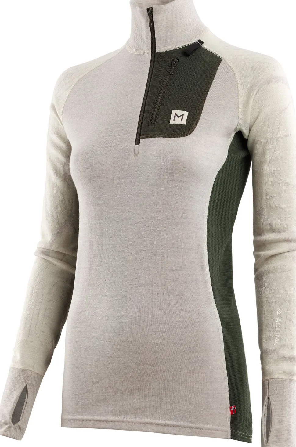Aclima Women's Lars Monsen Femunden Polo Beige Melange/Olive Night/Femunden Light