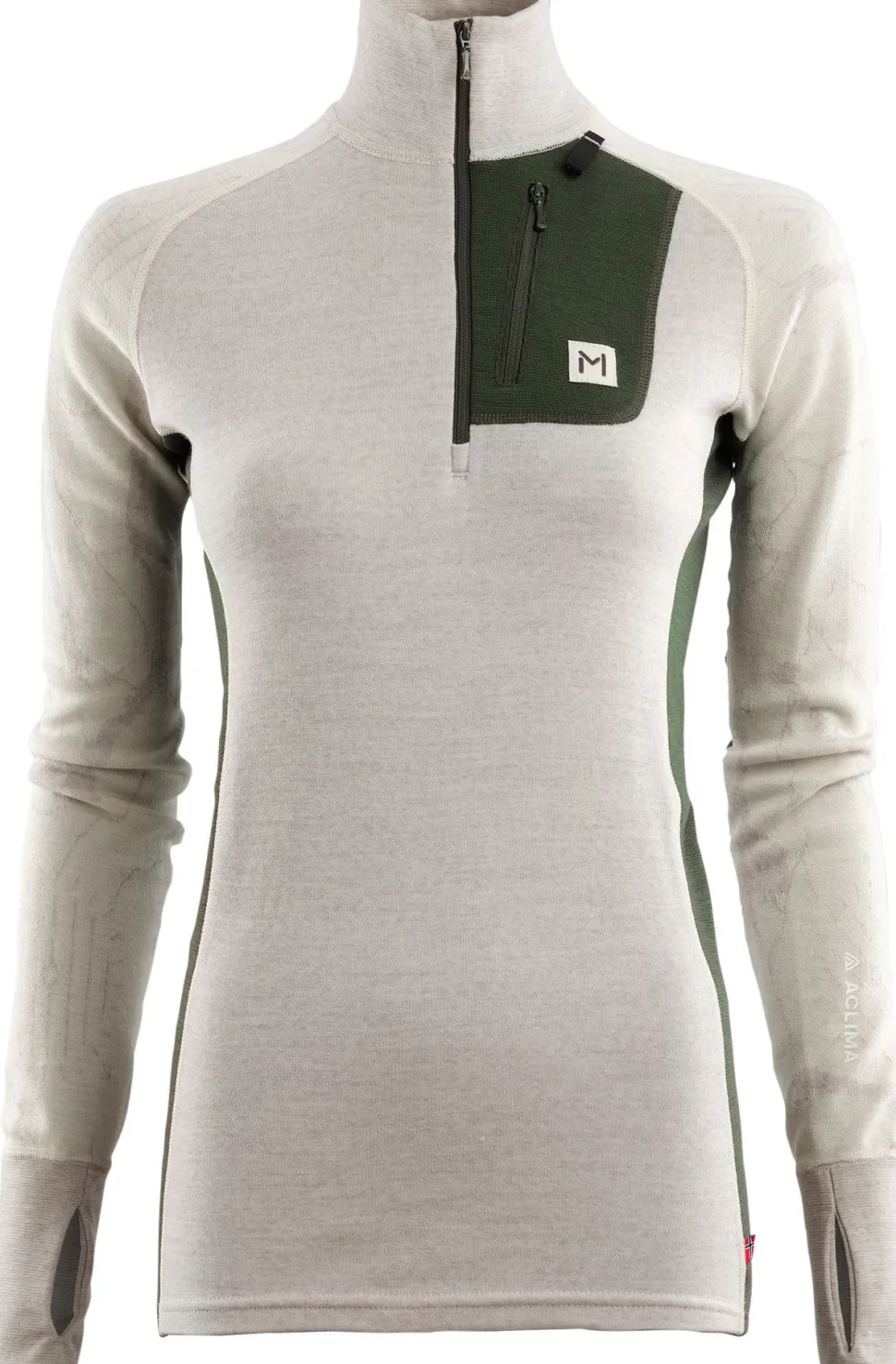 Aclima Women's Lars Monsen Femunden Polo Beige Melange/Olive Night/Femunden Light