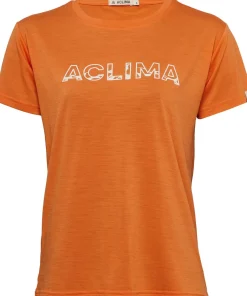 Aclima Women's LightWool 140 Classic Tee Logo Orange Tiger