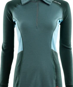 Aclima Women's WarmWool Polo North Atlantic/Green Gables/Reef Waters