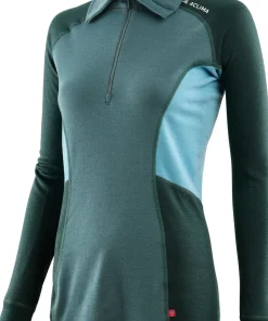 Aclima Women's WarmWool Polo North Atlantic/Green Gables/Reef Waters