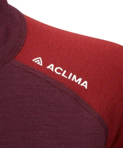 Aclima Women's WarmWool Polo Fig/Red Dahlia