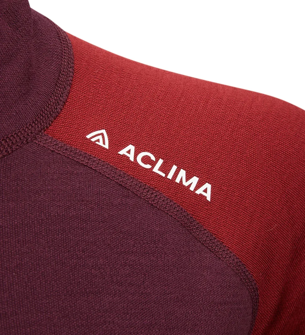 Aclima Women's WarmWool Polo Fig/Red Dahlia