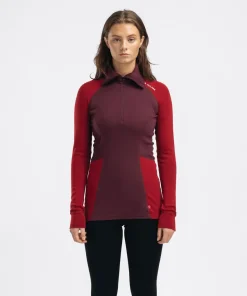 Aclima Women's WarmWool Polo Fig/Red Dahlia