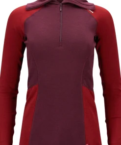 Aclima Women's WarmWool Polo Fig/Red Dahlia