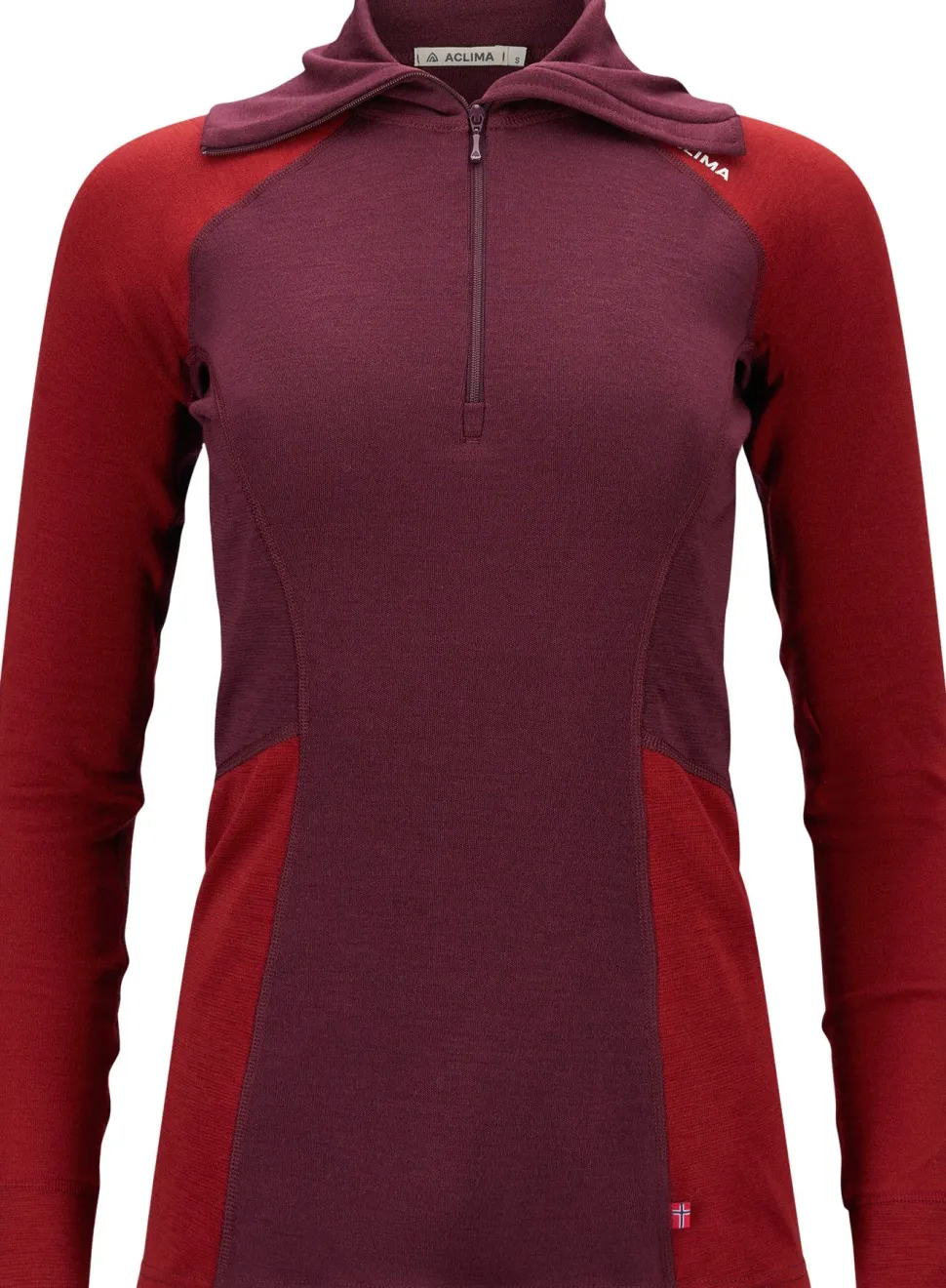 Aclima Women's WarmWool Polo Fig/Red Dahlia
