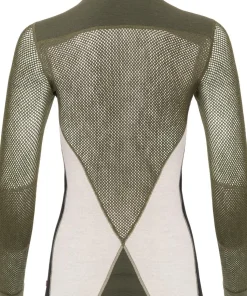Aclima Women's WoolNet Hybrid Mock Neck Beige Melange/tarmac/jet Black