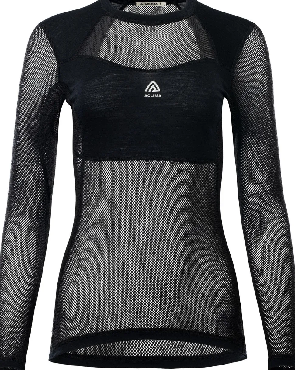 Aclima Women's WoolNet Light Crewneck Jet Black