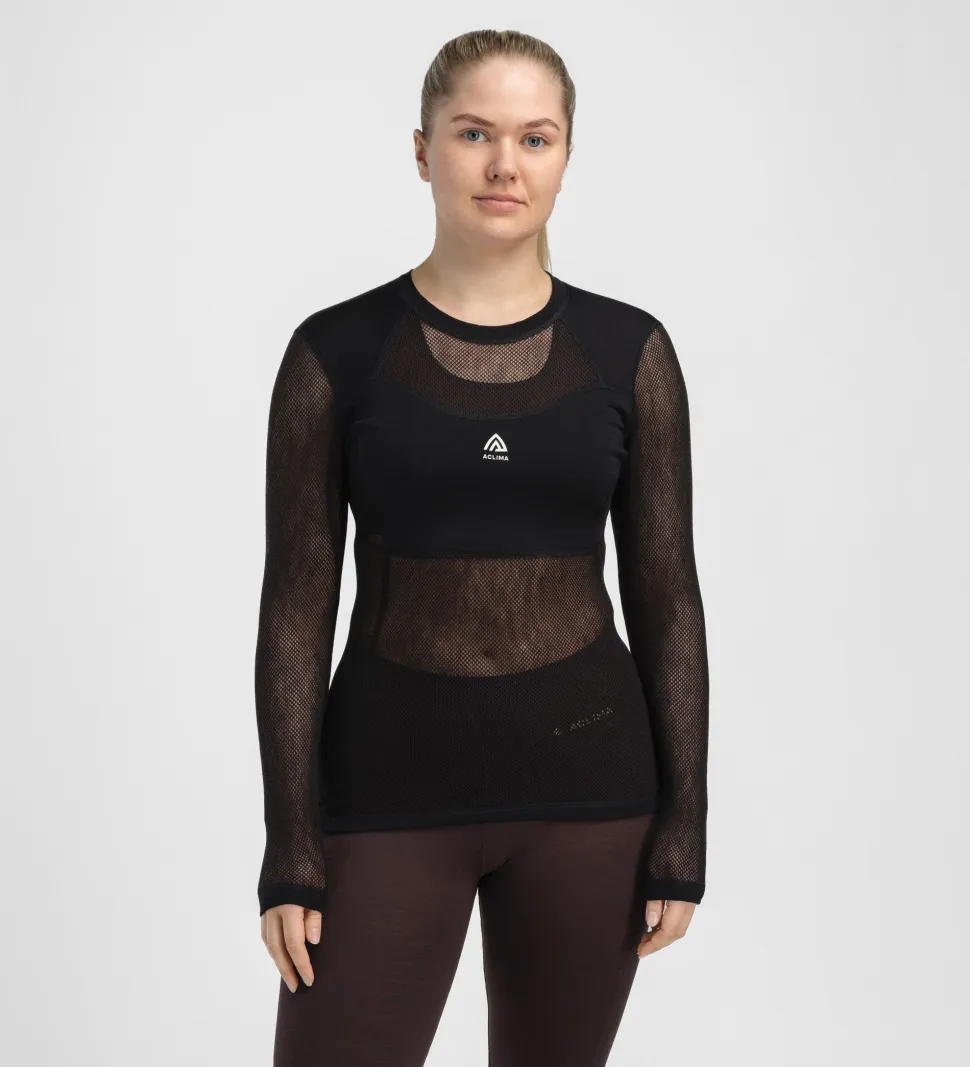 Aclima Women's WoolNet Light Crewneck Jet Black