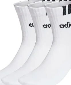 Adidas 3-Stripes Linear Half-Crew Cushioned Socks 3 Pairs White/black