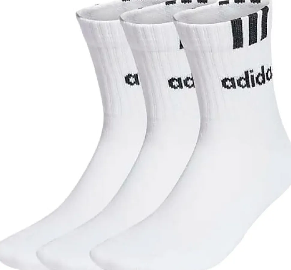 Adidas 3-Stripes Linear Half-Crew Cushioned Socks 3 Pairs White/black