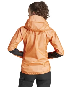 Adidas Women's Terrex Techrock Light GORE-TEX Active Rain Jacket Semi Impact Orange