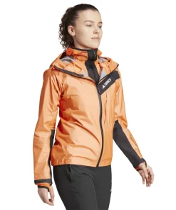 Adidas Women's Terrex Techrock Light GORE-TEX Active Rain Jacket Semi Impact Orange