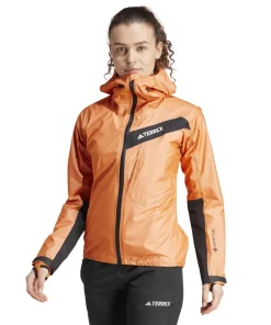 Adidas Women's Terrex Techrock Light GORE-TEX Active Rain Jacket Semi Impact Orange