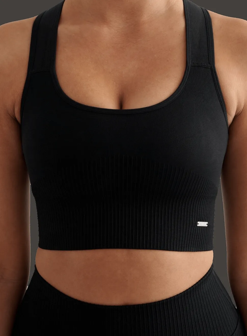 Aim'n Women's High Support Ribbed Bra Black