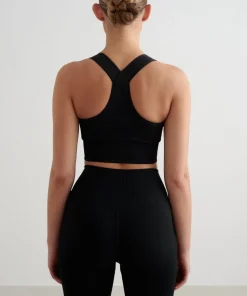 Aim'n Women's High Support Ribbed Bra Black