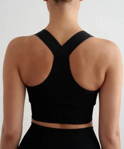 Aim'n Women's High Support Ribbed Bra Black