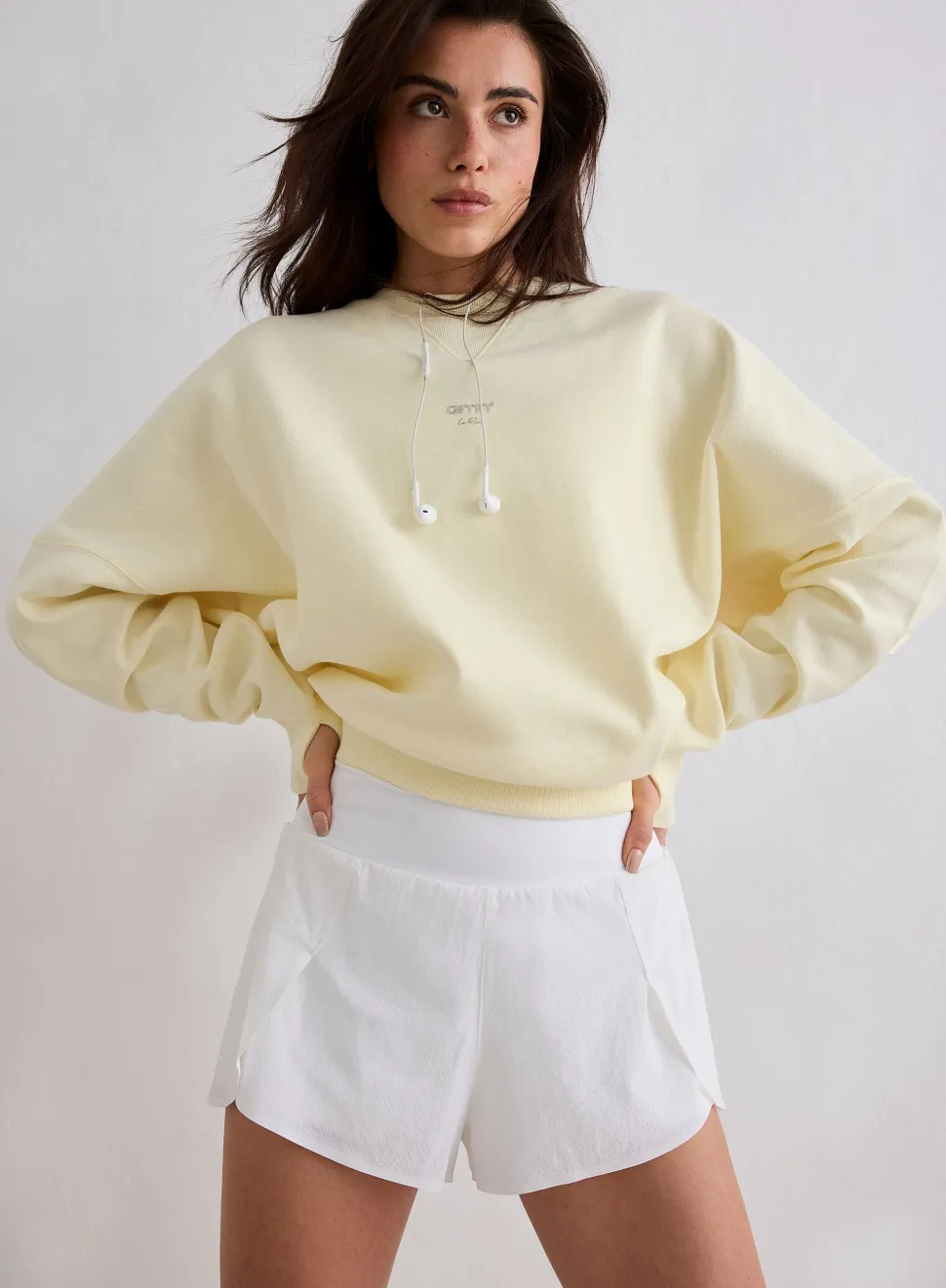 Aim'n Women's Le Run Running Sweatshirt Lemon White