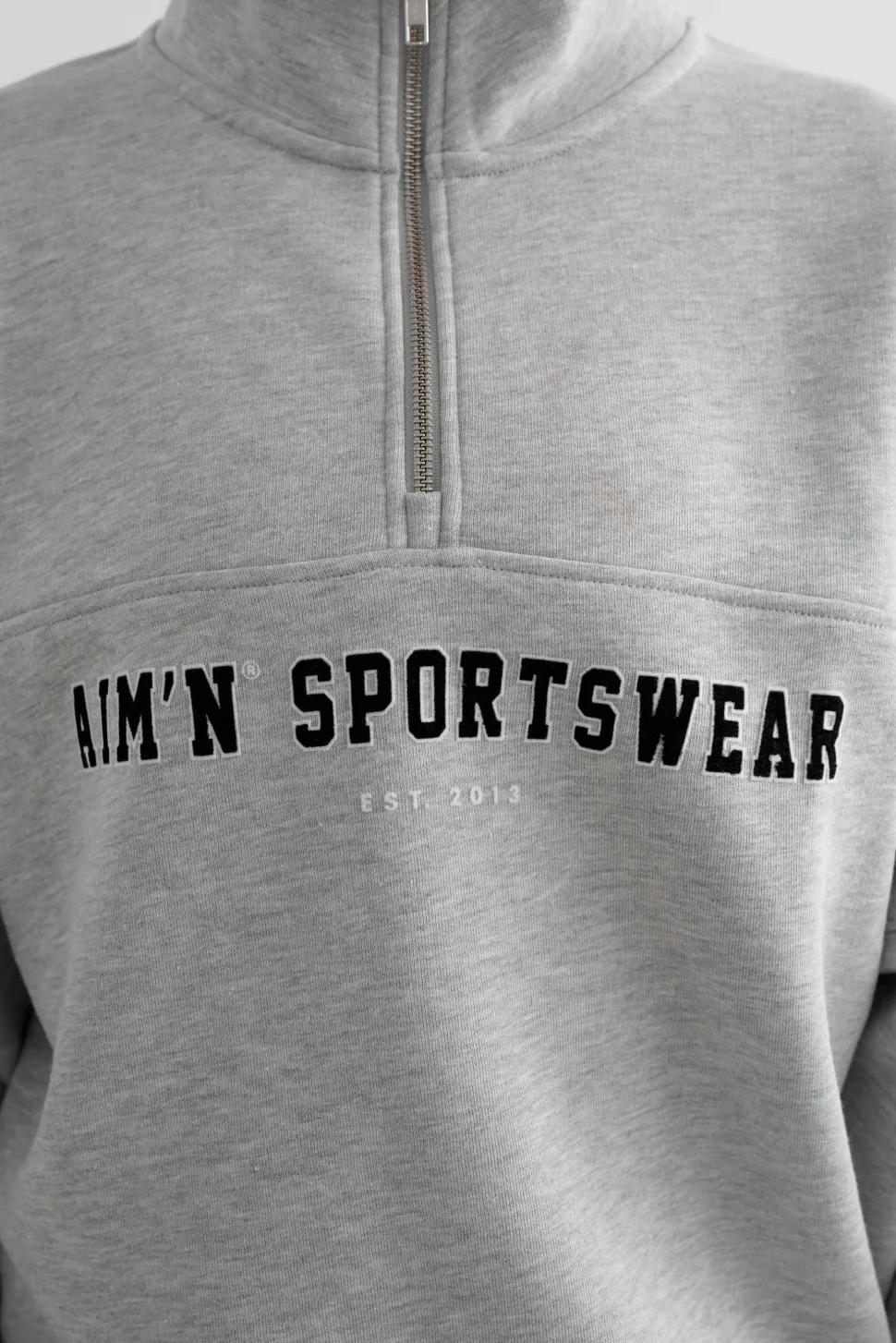 Aim'n Women's Varsity Sweat Half Zip Grey Melange