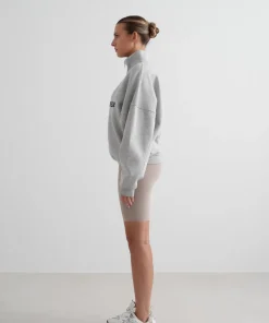 Aim'n Women's Varsity Sweat Half Zip Grey Melange