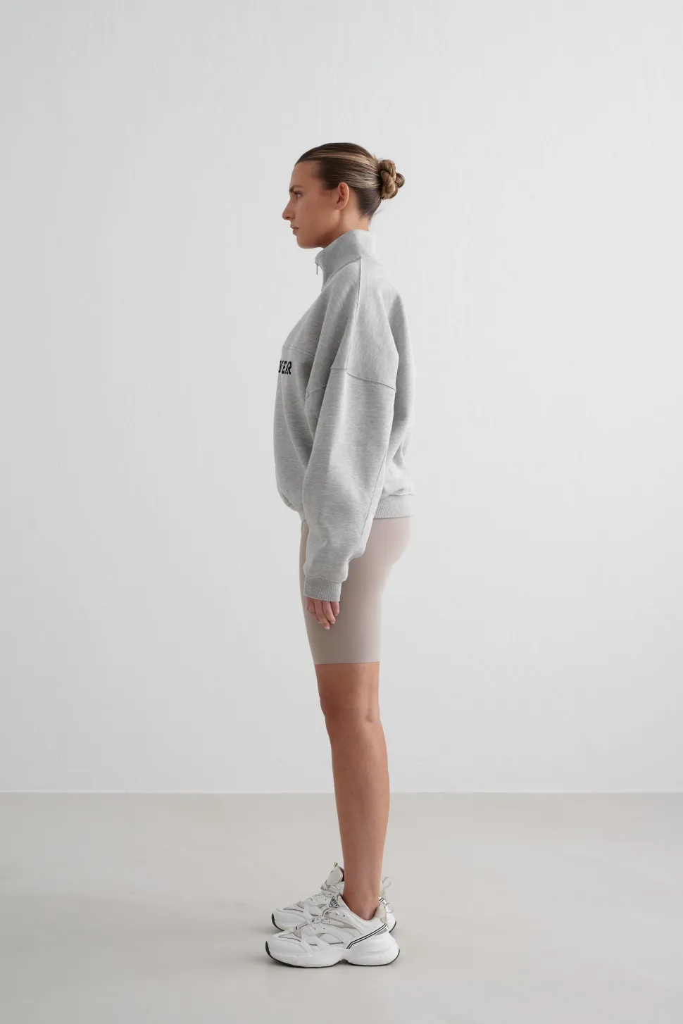 Aim'n Women's Varsity Sweat Half Zip Grey Melange