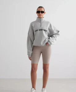 Aim'n Women's Varsity Sweat Half Zip Grey Melange