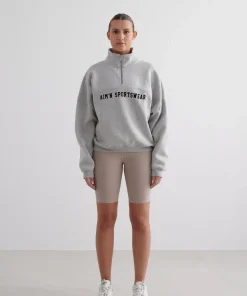 Aim'n Women's Varsity Sweat Half Zip Grey Melange