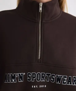 Aim'n Women's Varsity Sweat Half Zip Chocolate