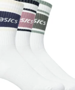 Asics 3 Pack Asics Logo Crew Sock Monument Blue/indigo Fog/rubble Red