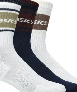 Asics 3 Pack Asics Logo Crew Sock Midnight/dark Red Planet/lemongrass