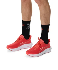 Asics Unisex Performance Run Sock Crew Performance Black/coral Reef