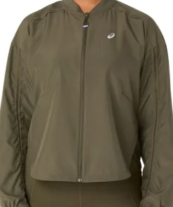 Asics Women's Nagino Run Adjustable Jacket Dark Olive
