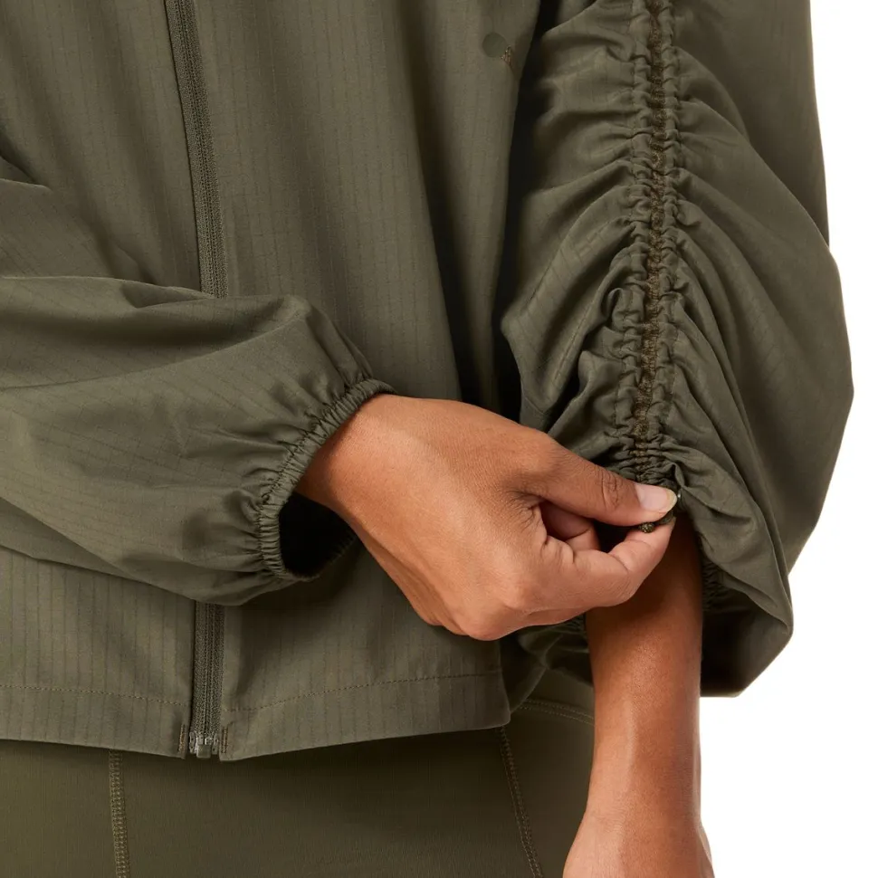 Asics Women's Nagino Run Adjustable Jacket Dark Olive