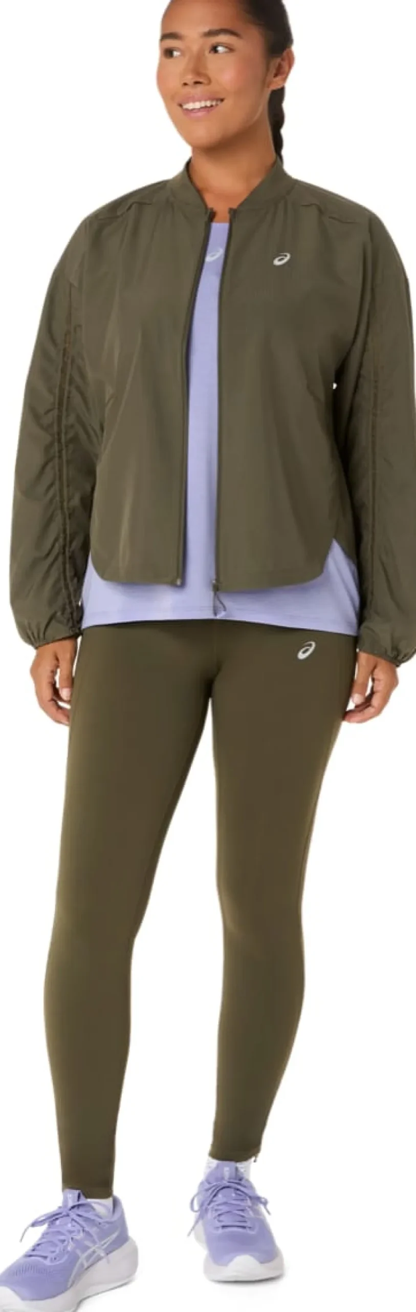 Asics Women's Nagino Run Adjustable Jacket Dark Olive