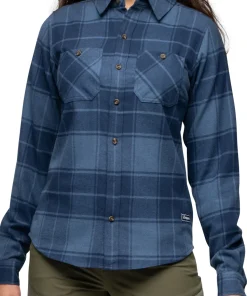 Bergans Women's Nordmarka Flannel Shirt Granite Blue/navy Blue Check