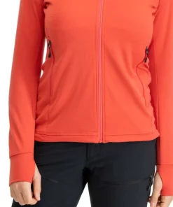 Bergans Women's Rabot Merino Tech Midlayer Hoodie Peachy Red