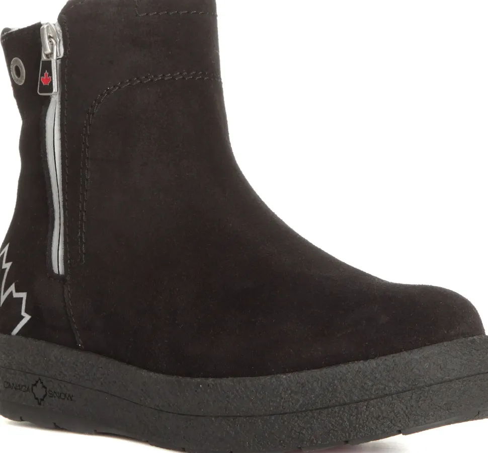 Canada Snow Women's Mount Baker Suede Boots Reflective Zip Black