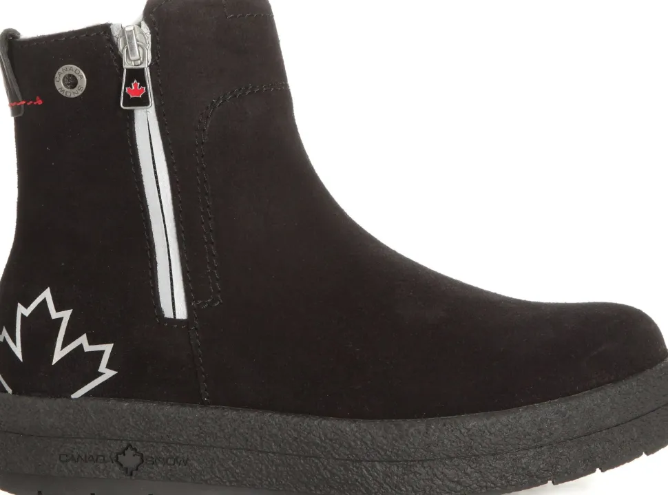 Canada Snow Women's Mount Baker Suede Boots Reflective Zip Black