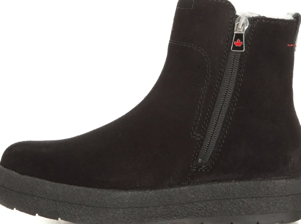 Canada Snow Women's Mount Baker Suede Boots Reflective Zip Black