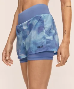 Casall Women's Breeze Printed Running Shorts Breeze Blue Shadow