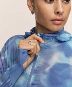 Casall Women's Breeze Printed Running Jacket Breeze Blue Shadow