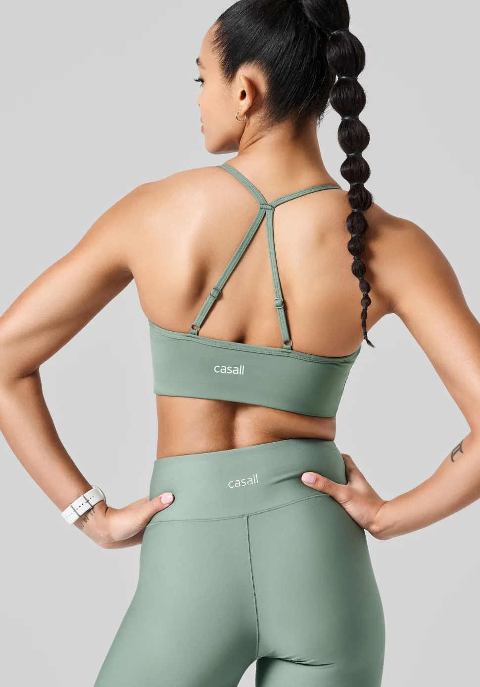 Casall Women's Sleek Strappy Sports Bra Dusty Green