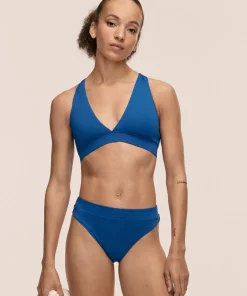 Casall Women's V-Neck Crossback Bikini Top Blue Teel