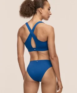 Casall Women's V-Neck Crossback Bikini Top Blue Teel