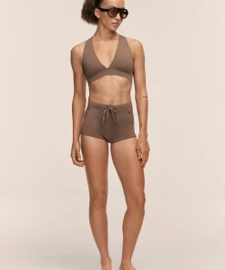 Casall Women's V-Neck Crossback Bikini Top Warm Khaki