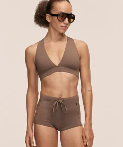 Casall Women's V-Neck Crossback Bikini Top Warm Khaki