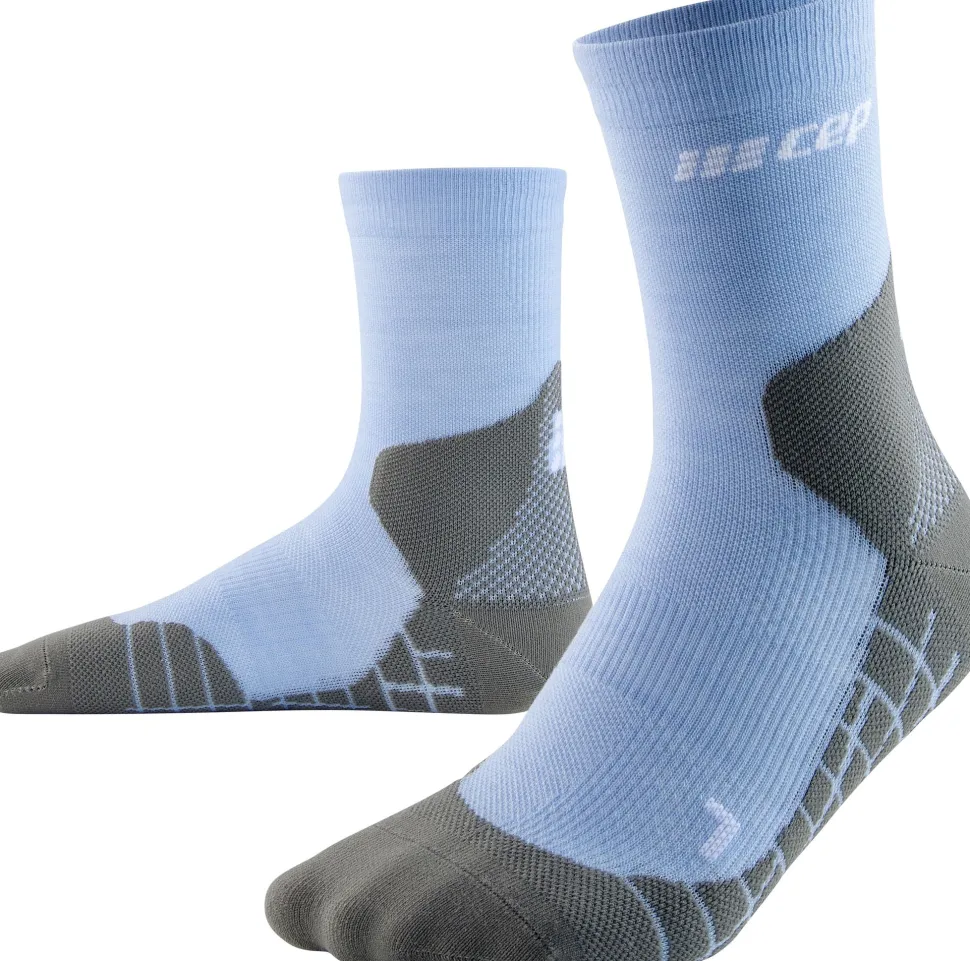 CEP Women's Hiking Light Merino Mid Cut Compression Socks Light Blue
